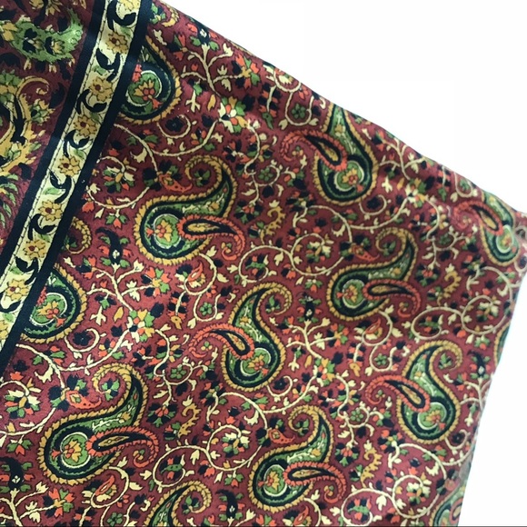 Paisley scarf head Silk Brown Yellow MCM - Picture 4 of 6
